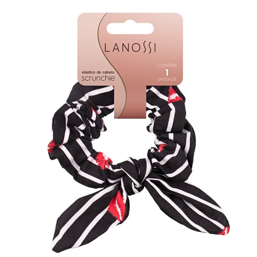 Elástico De Cabelo Lanossi Scrunchie Black Kiss 1 Unidade