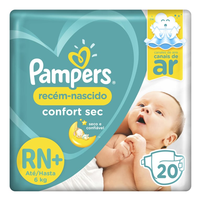 Fralda Pampers Confort Sec Tamanho RN - 20 unidades