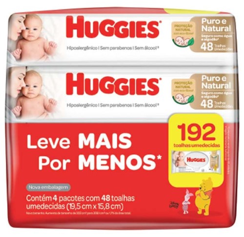 Lenço Umedecido Huggies Puro & Natural 4 Unidades