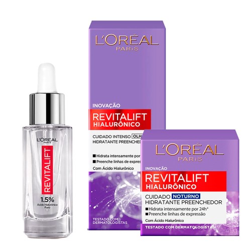 L`oréal Paris Revitalift Hialurônico Kit - Noturno + Sérum + Creme para Olhos