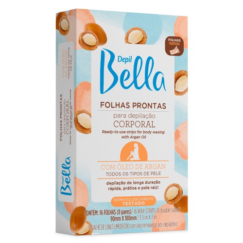 Folhas Prontas Corporais Depil Bella Argan 16 Unidades