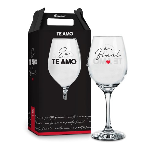 Taça de Vinho BrasFoot Eu Te Amo e Ponto Final 385ml