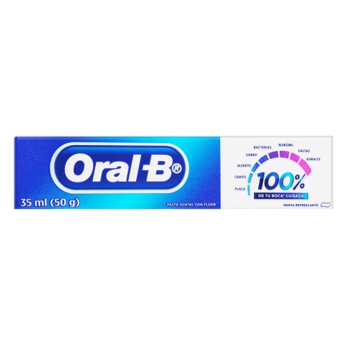 Creme Dental Oral-B 100% com Flúor Menta Refrescante 50g