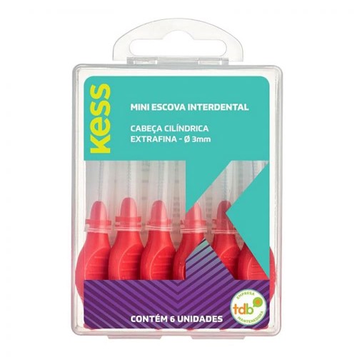 Mini Escova Interdental Kess Cilíndrica Extrafina 6 Unidades