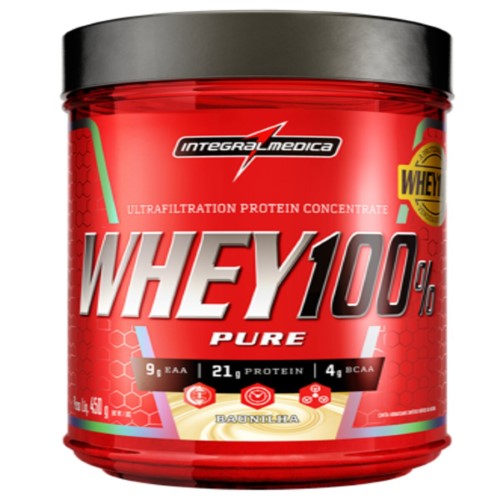 Whey Protein 100% Pure Concentrado Integralmedica Baunilha 450g