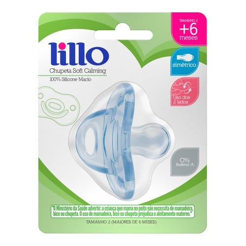 Chupeta de Silicone Lillo Soft Calming Tamanho 2 Azul com 1 unidade