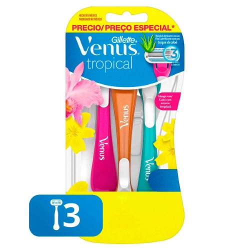 Aparelho de Depilar Gillette Venus Tropical Feminino com 3 unidades