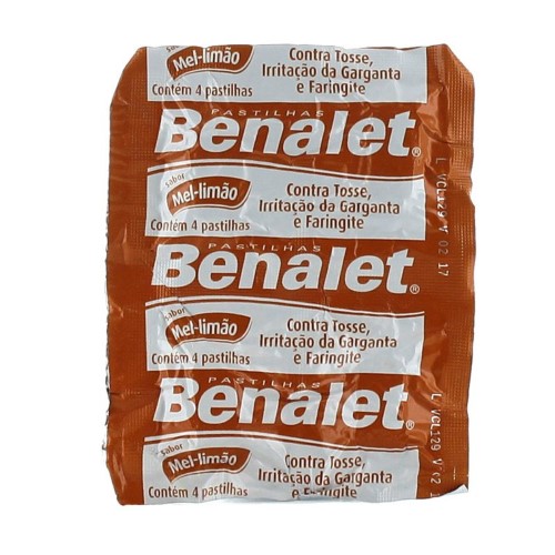 Pastilhas Para Garganta Benalet Sabor Mel E Limão 4 Pastilhas