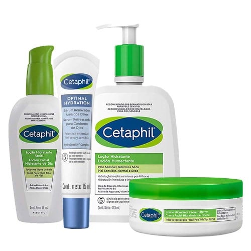 Cetaphil Kit – Creme Facial + Creme Noturno + Sérum para Olhos + Loção Hidratante