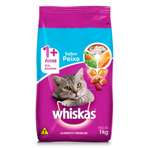 Ração para Gatos Whiskas Adulto 1+ Anos Sabor Peixe 1kg