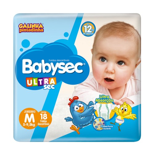 Fralda BabySec Galinha Pintadinha Ultra Sec Jumbinho M 18 unidades