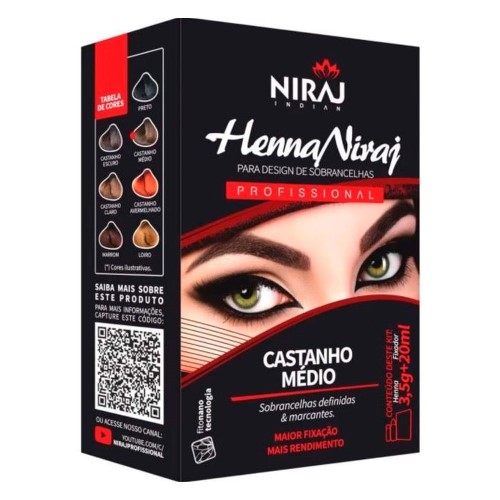 Henna Para Sobrancelha Niraj Castanho Médio 4g