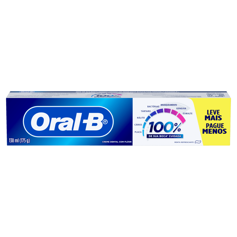 Creme Dental Oral-b 100% Menta Refrescante 175g