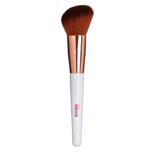 Pincel Chanfrado para Maquiagem Ricca Rose Gold Blush 1 Unidade