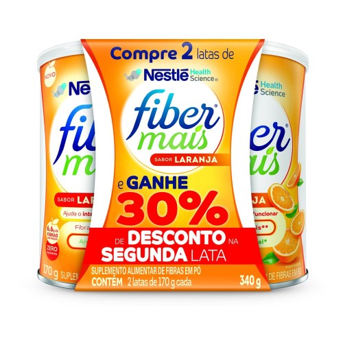 Suplemento Alimentar Nestlé Fiber Mais Sabor Laranja 2 Unidades De 170g Cada