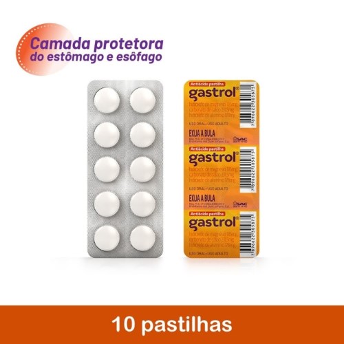 Gastrol com 10 pastilhas mastigáveis