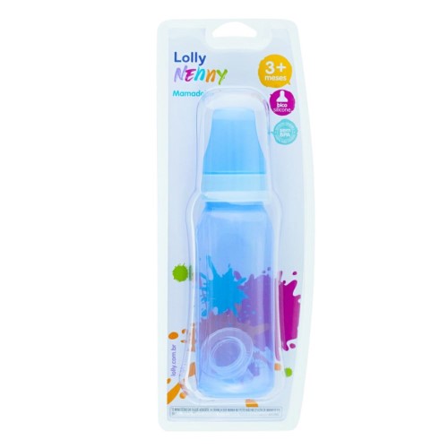 Mamadeira Lolly Nenny 3+ Meses Bico Silicone Azul 220ml