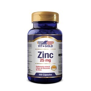 Zinco 25mg Vitgold 100 Cápsulas