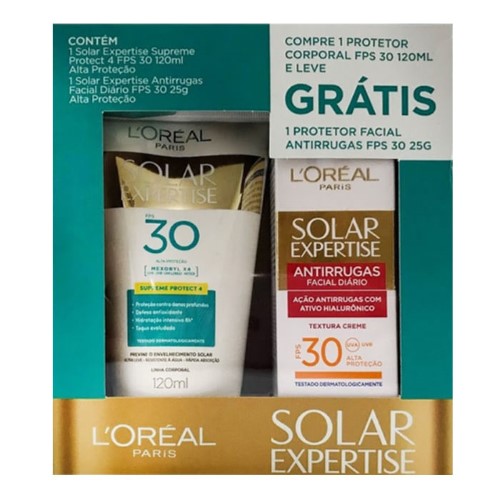 Protetor Solar L`oréal Solar Expertise Supreme Protect FPS 30 Loção 120ml e Ganhe Solar Expertise Facial Antirrugas FPS 30 com 25g