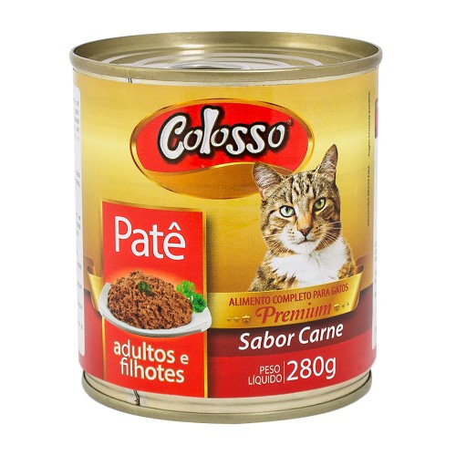 Patê para Gatos Colosso Premium Adultos e Filhotes Sabor Carne Lata com 280g