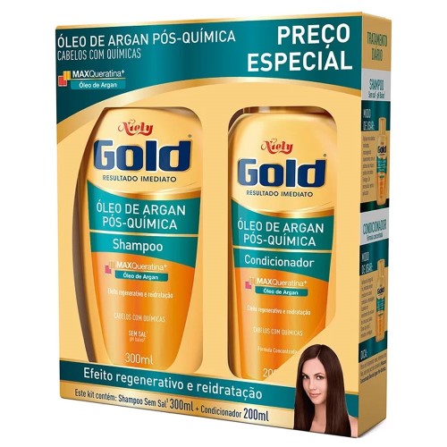 Niely Gold Óleo de Argan Pós Química Kit - Shampoo + Condicionador