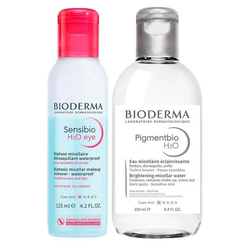 Bioderma Kit – Água Micelar Clareadora 850ml + Água Micelar Bifásica para Olhos e Lábios 125ml