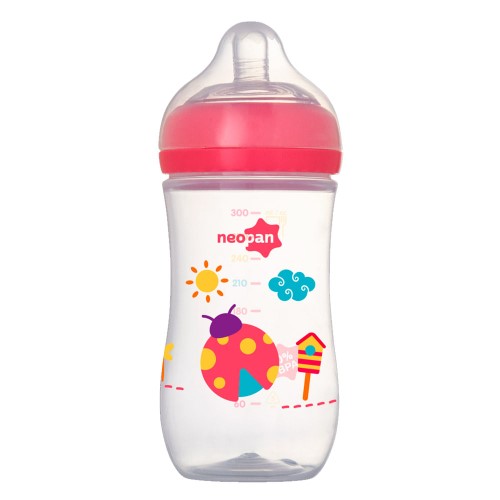 Mamadeira Neopan Super Ventilada Desenhos Sortidos Rosa 300ml