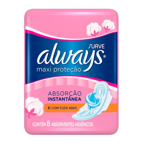 Absorvente Always Maxi proteção Suave com Abas 8 Unidades