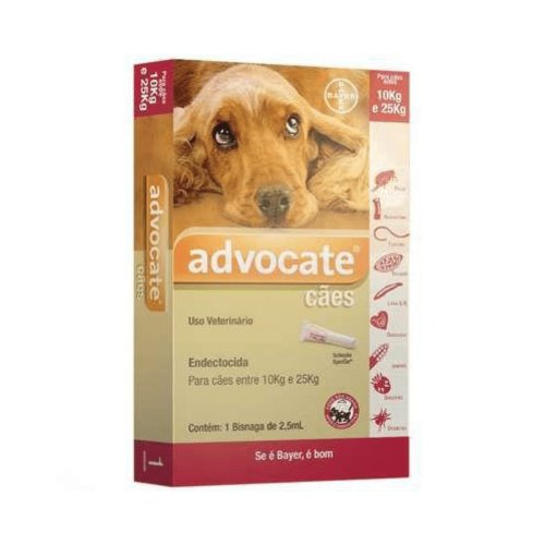 ADVOCATE CAES - para Cães de 10 até 25kg -pipeta com 2,5ml