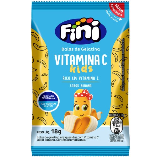 Fini Bem-Estar Kids Bala de Gelatina de Vitamina C com Sabor de Banana com 18g