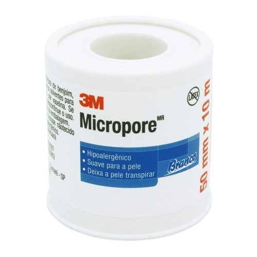 Fita Micropore 3M Hipoalergênica Branca 50mm X 10m