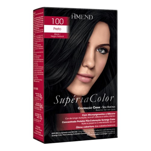 Tonalizante Creme Amend Supéria Color Sem Amônia 100 Preto com 1 Unidade