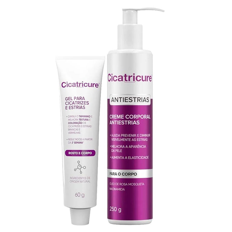 Cicatricure Kit – Gel para Cicatrizes + Creme Antiestrias