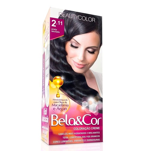 Coloração Permanente Beauty Color Bela&Cor Preto Azulado 2.11