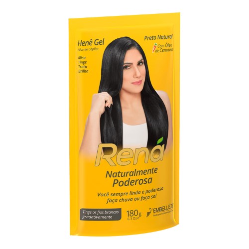 Alisante Henê Gel Rená Preto Natural com 180g