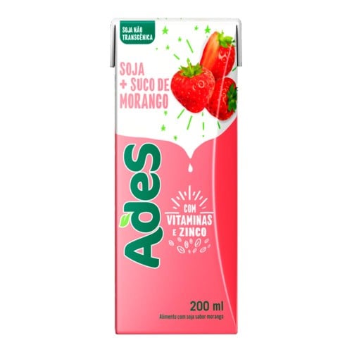 Suco de Soja Ades Sabor Morango 200ml