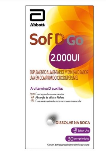 Suplemento Vitamínico Vitamina D Sof D Go 2000UI 30 Comprimidos