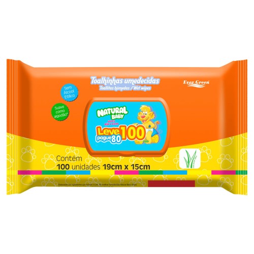 Toalha Umedecida Natural Baby Wipes Mae & Filho Leve 100 Pague 80