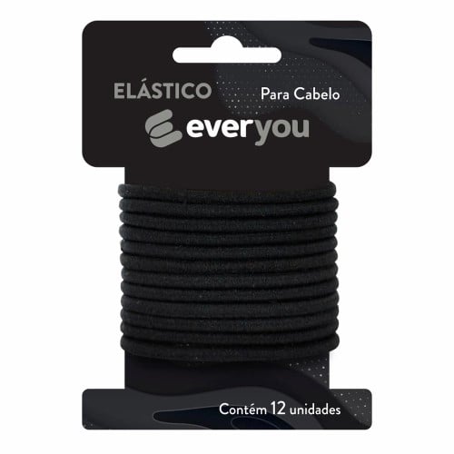 Elástico para Cabelo Ever You Preto 12 Unidades