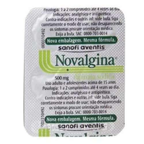 Novalgina 500 mg com 4 comprimidos