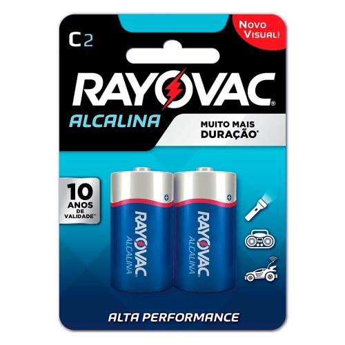 Pilha Rayovac Alcalina C2 Média com 2 Unidades