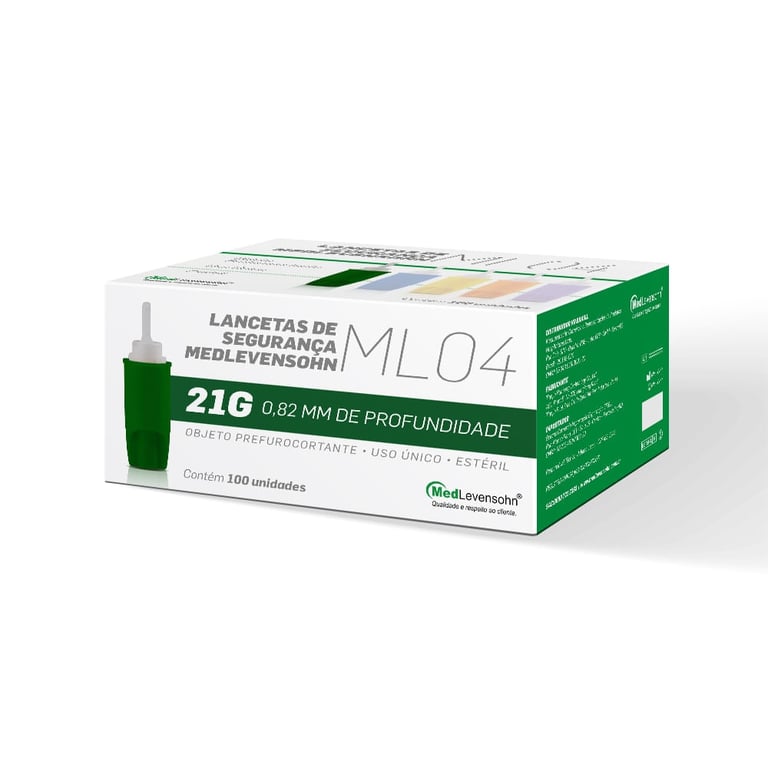 Lanceta C/ Trava De Segurança Medlevensohn 26g 0,46x1,6mm 100unids