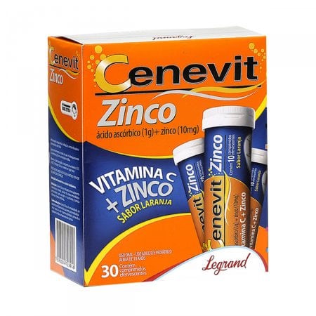 Vitamina C Cenevit Zinco 1g + 10mg Laranja com 30 comprimidos