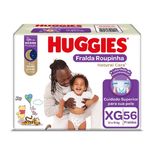 Fralda Huggies Roupinha Natural Care XG Hiper 56 unidades