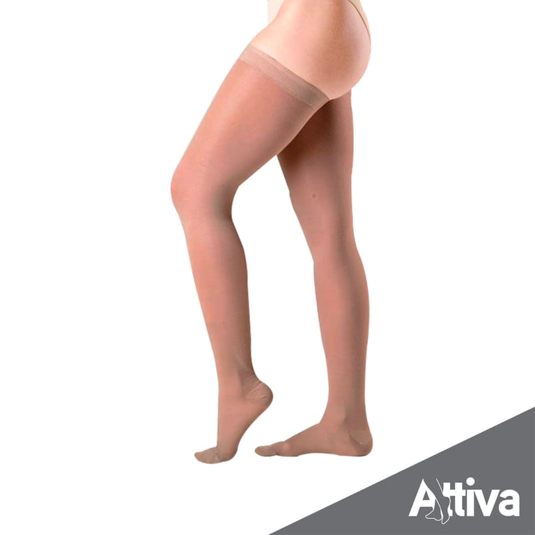 Meia Attiva Média Compressão 18-21 Mmhg Coxa Natural Escuro Tam Gg