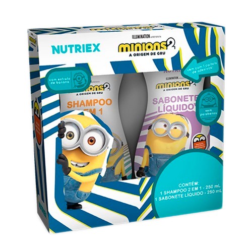 Kit Shampoo 2 em 1 Minions e Sabonete Líquido Minions 250ml Cada