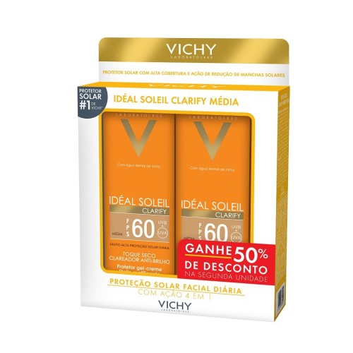 Vichy Idéal Soleil Clarify Médio FPS 60 Kit Promocional – 2 Protetores Solares