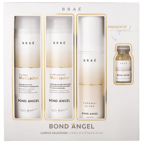 Braé Caixa Presente Bond Angel – Kit Shampoo Matizador + Acidificante Ph + Leave-in + Ampola