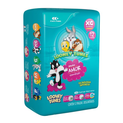 Fralda Looney Tunes Jumbinho XG 12 unidades