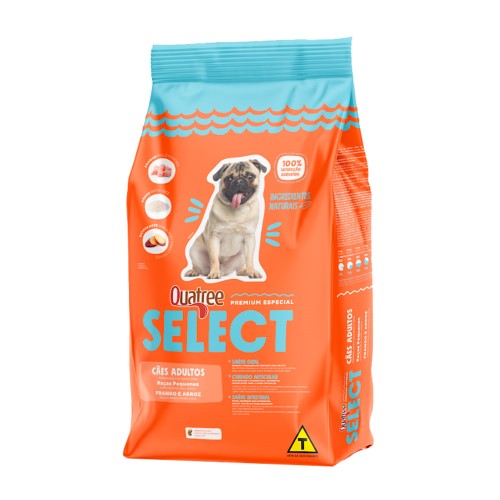 Ração para Cachorro Quatree Select Adulto Raças Pequenas Sabor Frango e Arroz 3Kg